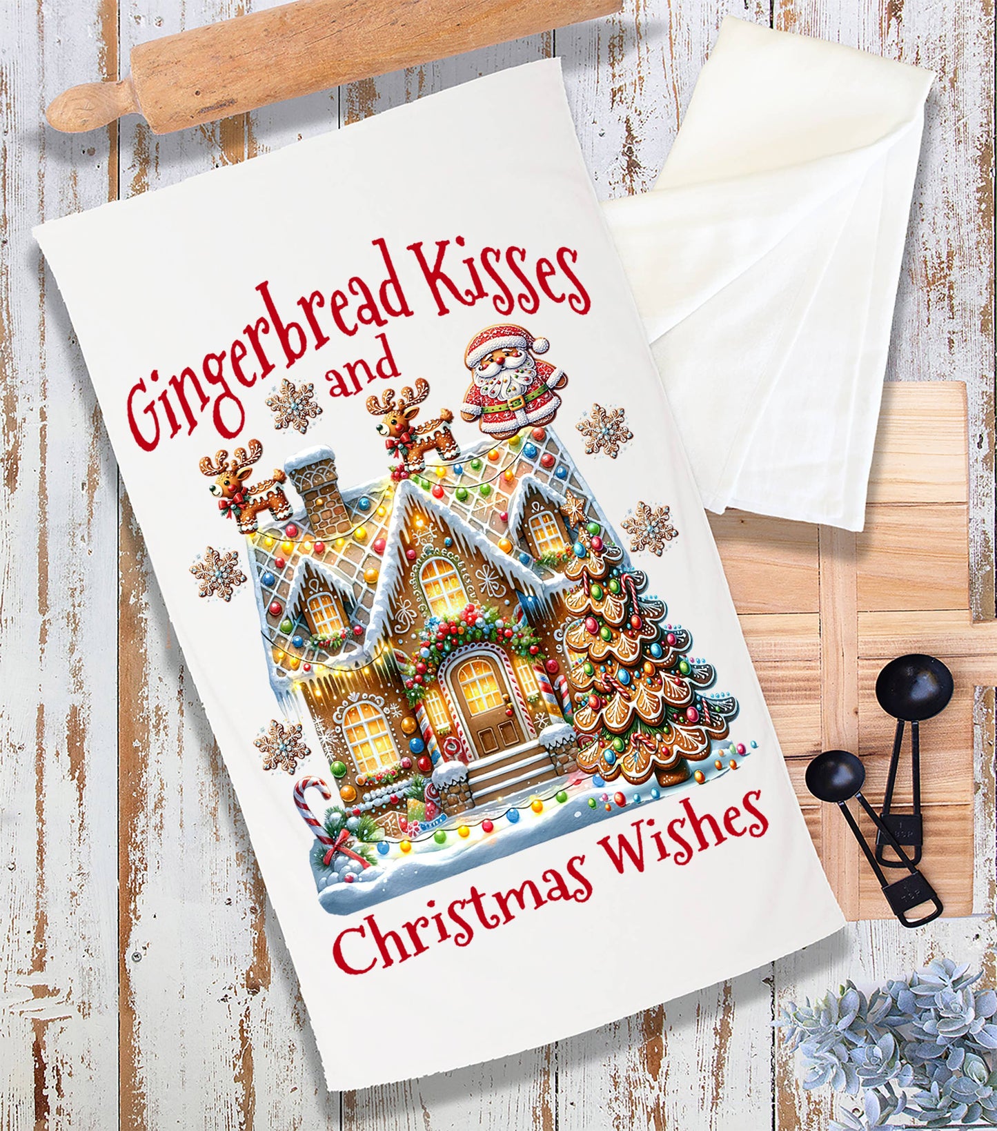 Christmas Gingerbread Kisses House Terry Towel