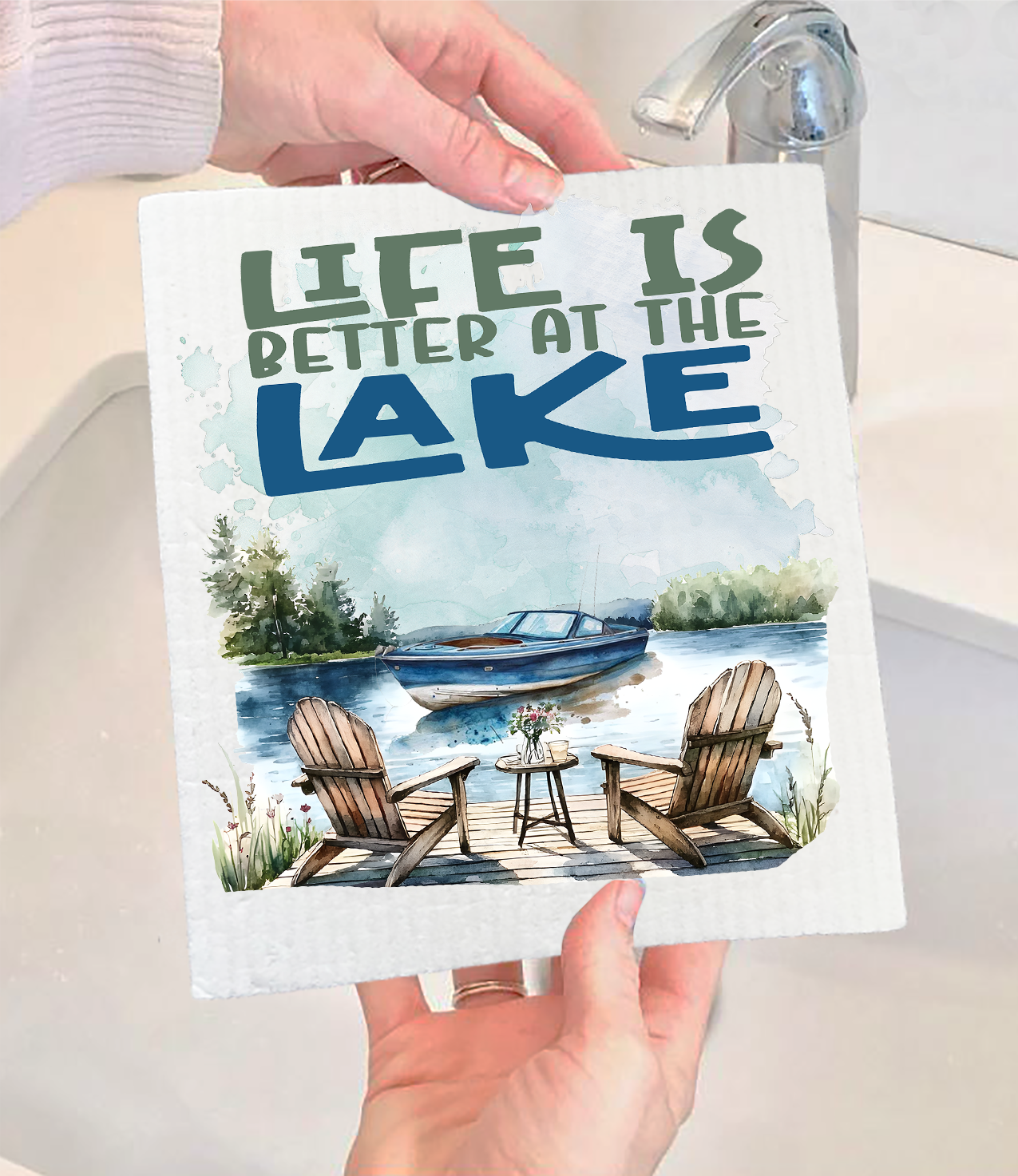 Life is better at the lake Swedish Dishcloth (Set of 2)