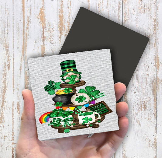 St Patrick Day Gnome 3 Tier Tray Magnet Fridge - Sets of 2