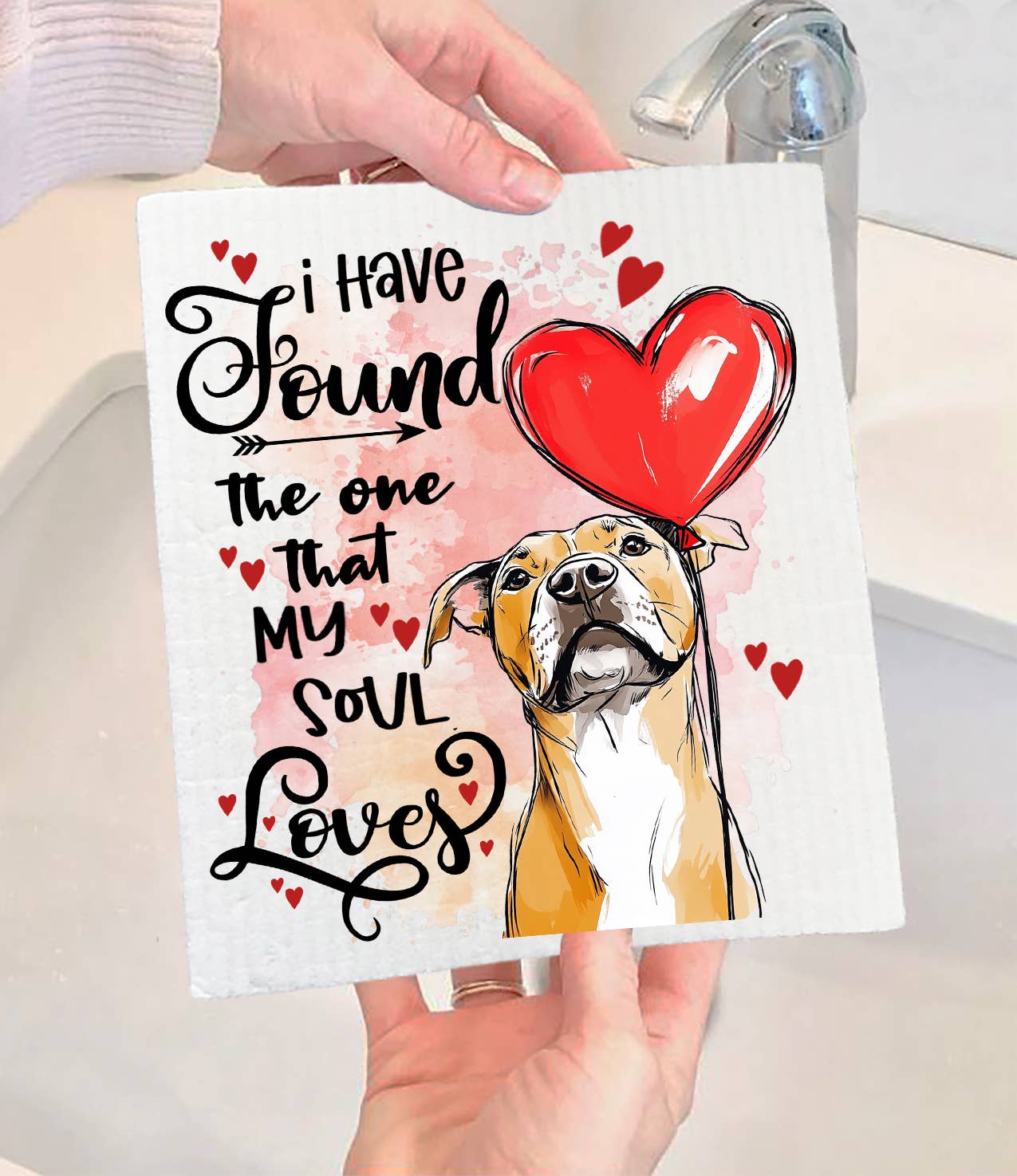 Dog Boxer Found My Love Valentine Swedish Dishcloth (Set of 2)