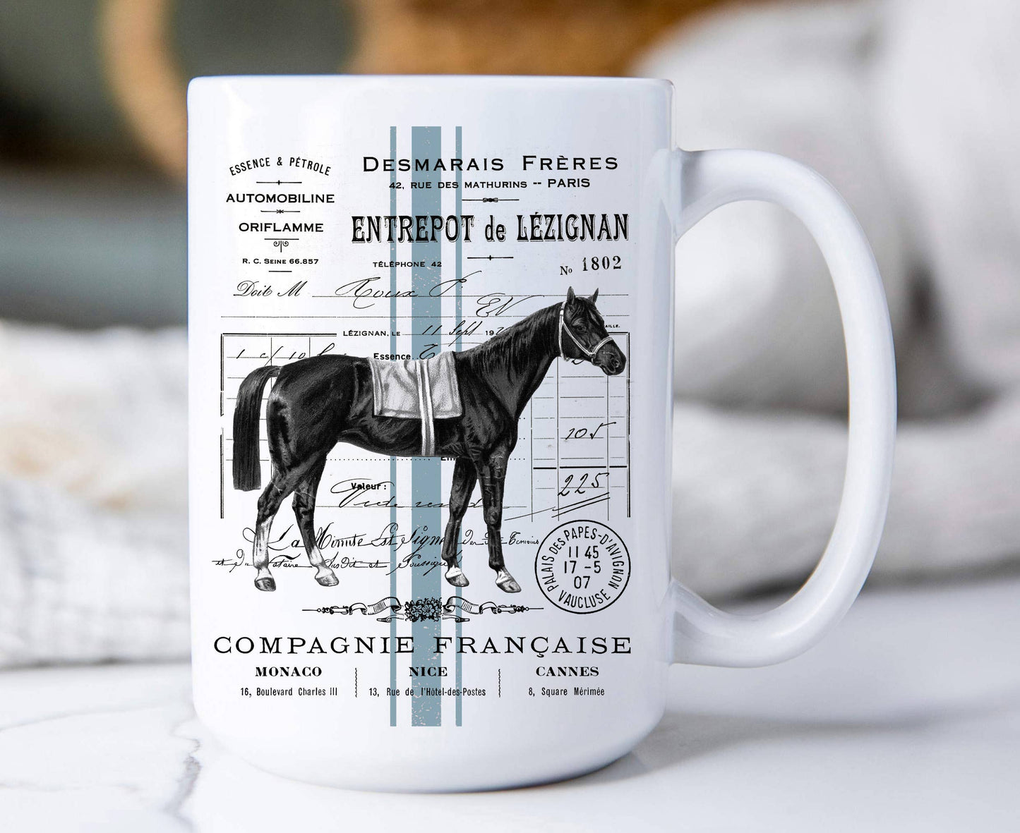 Vintage French Horse 15 oz Coffee Mug