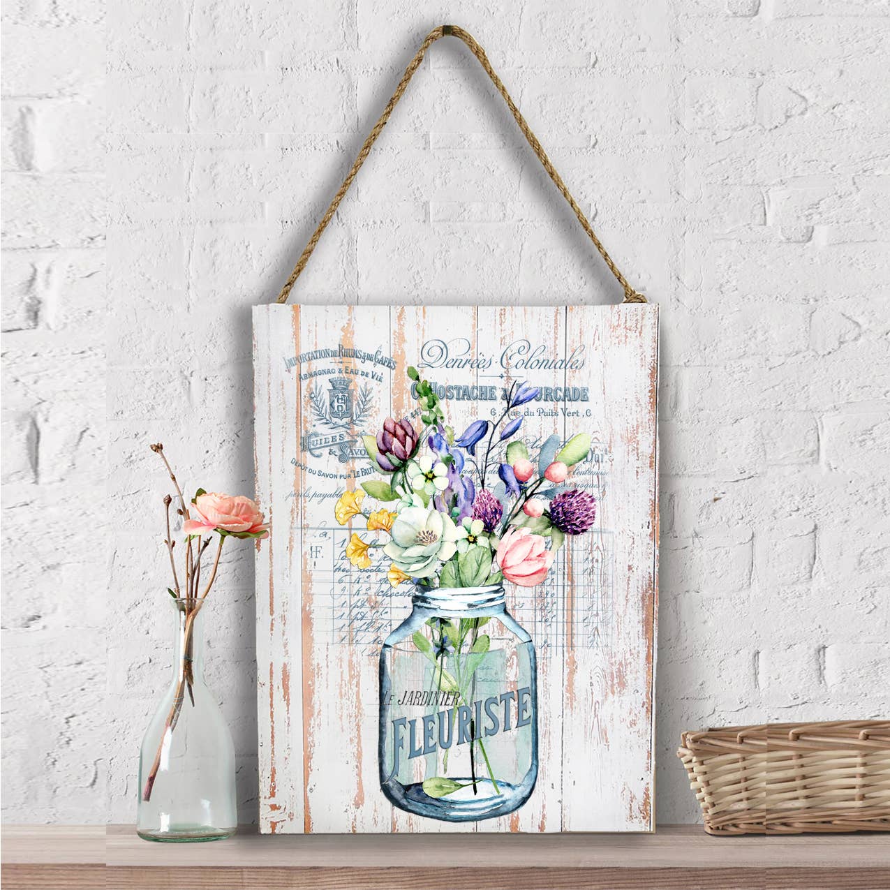 Vintage French Fleuriste Florist Wall Decor
