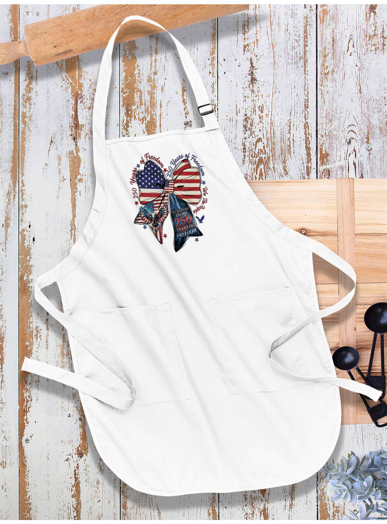 Patriotic Bow 250 Anniversary America Apron