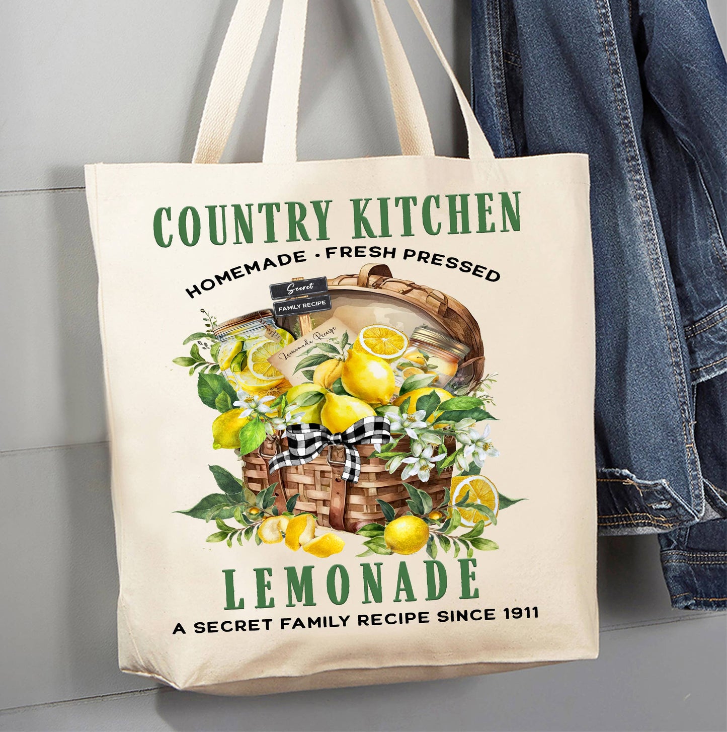Country Farmhouse Kitchen Lemonade Canvas Tote Bag