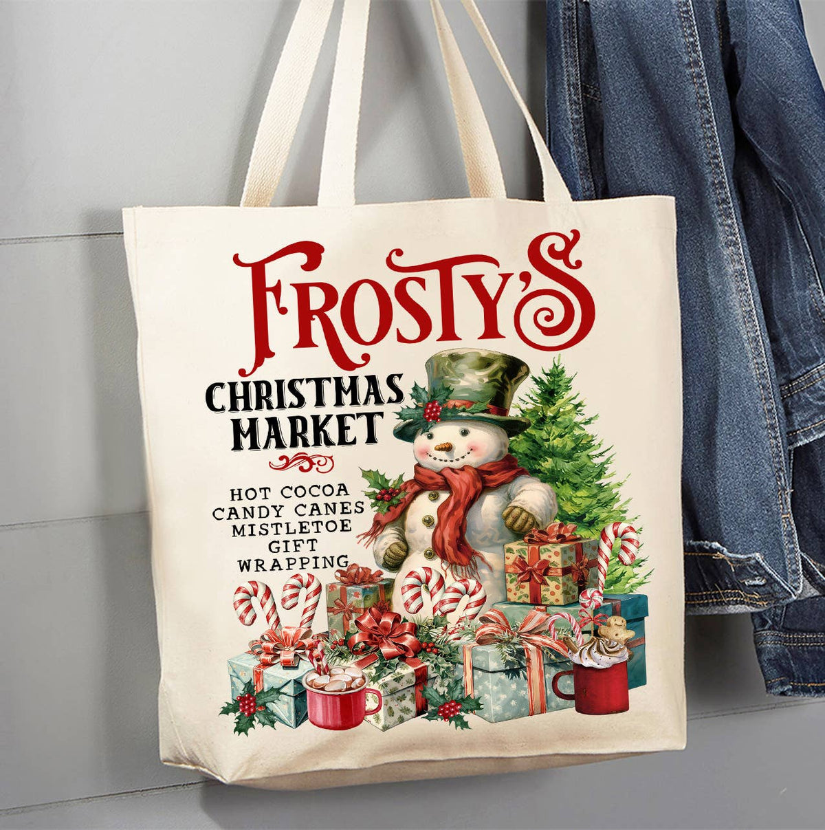 Frosty's Christmas Market Snowman Canvas Tote Bag