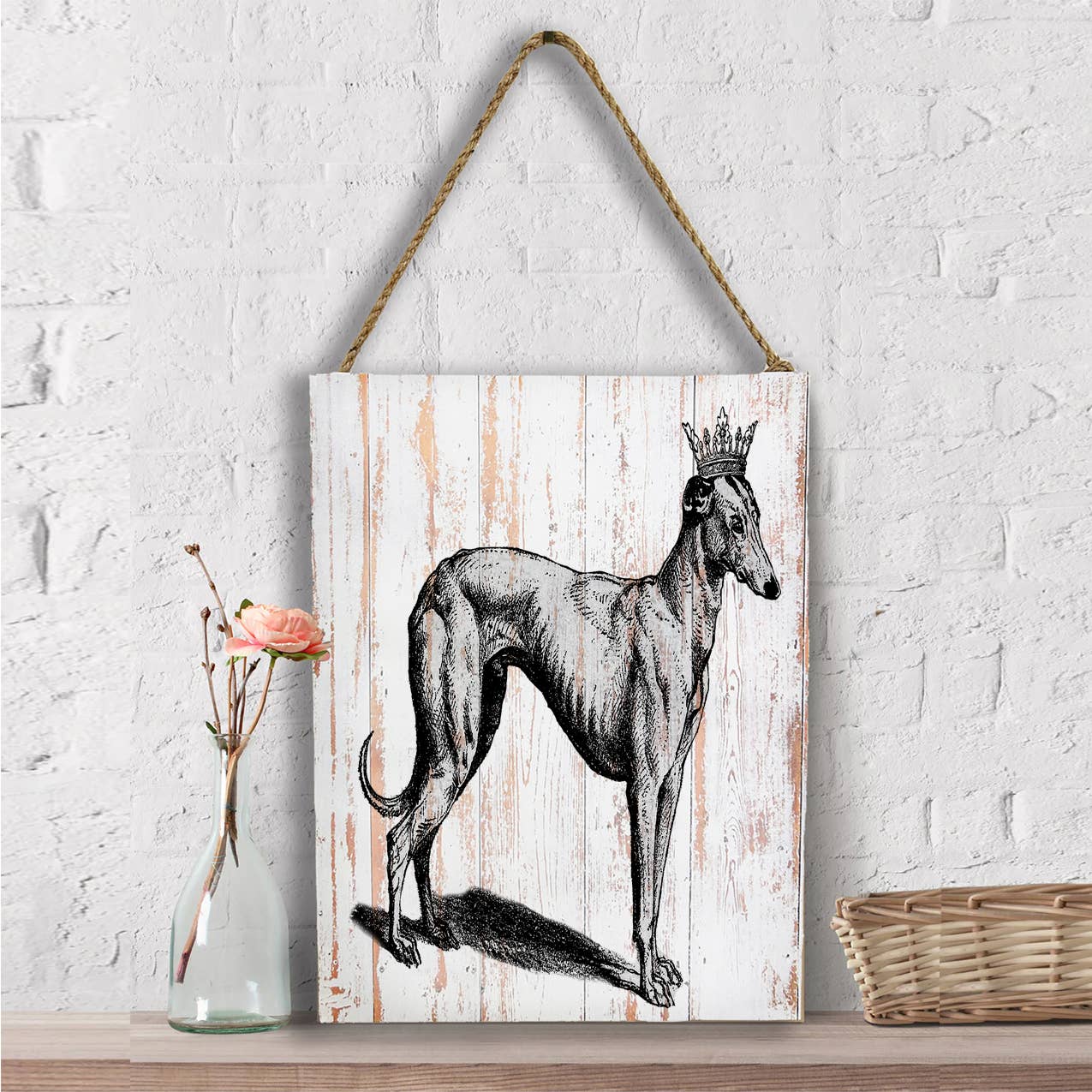 White Greyhound Dog Crown, Wall Decor