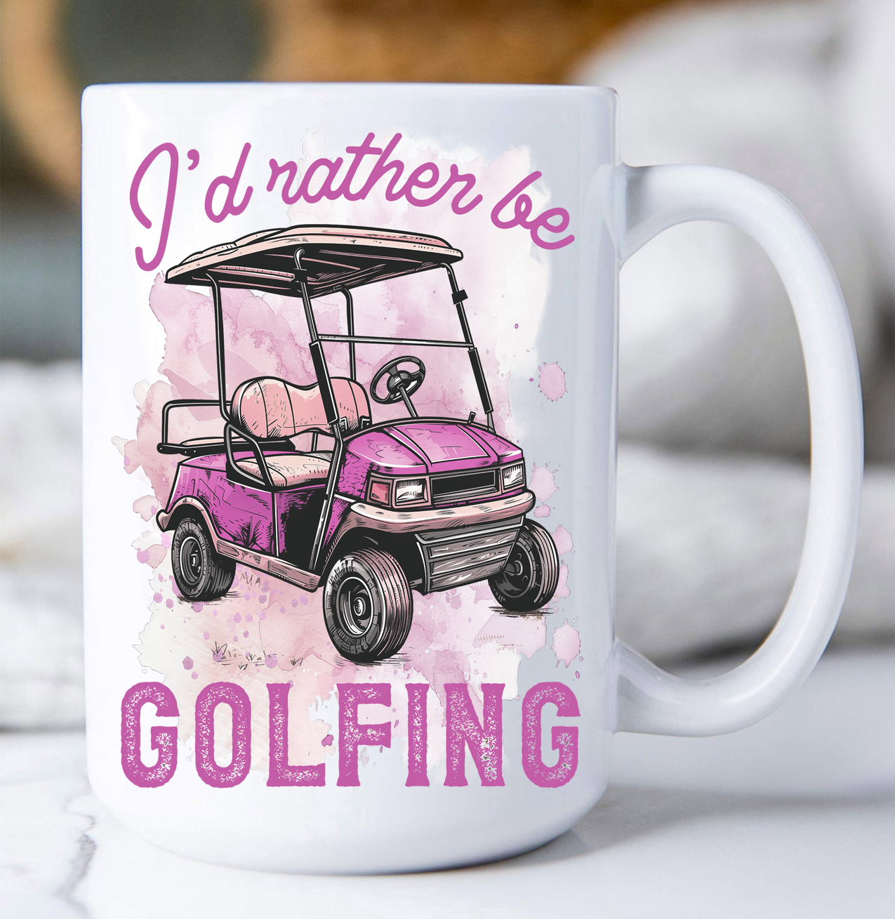 I'd Rather be Golfing Pink Coffee Mug