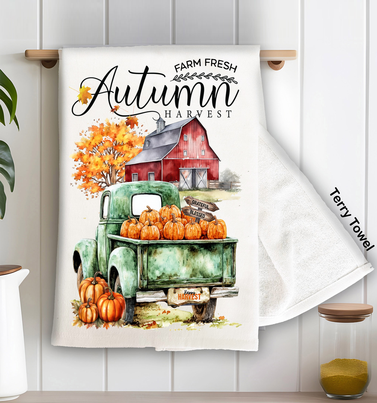 Fall farm Fresh Autumn Kitchen Terry Towel