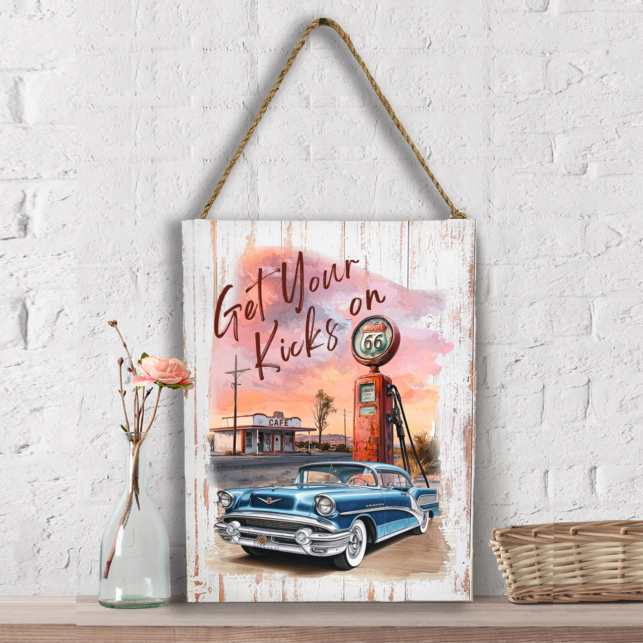 Route 66 Get Your Kicks Gas Pump Wall Decor