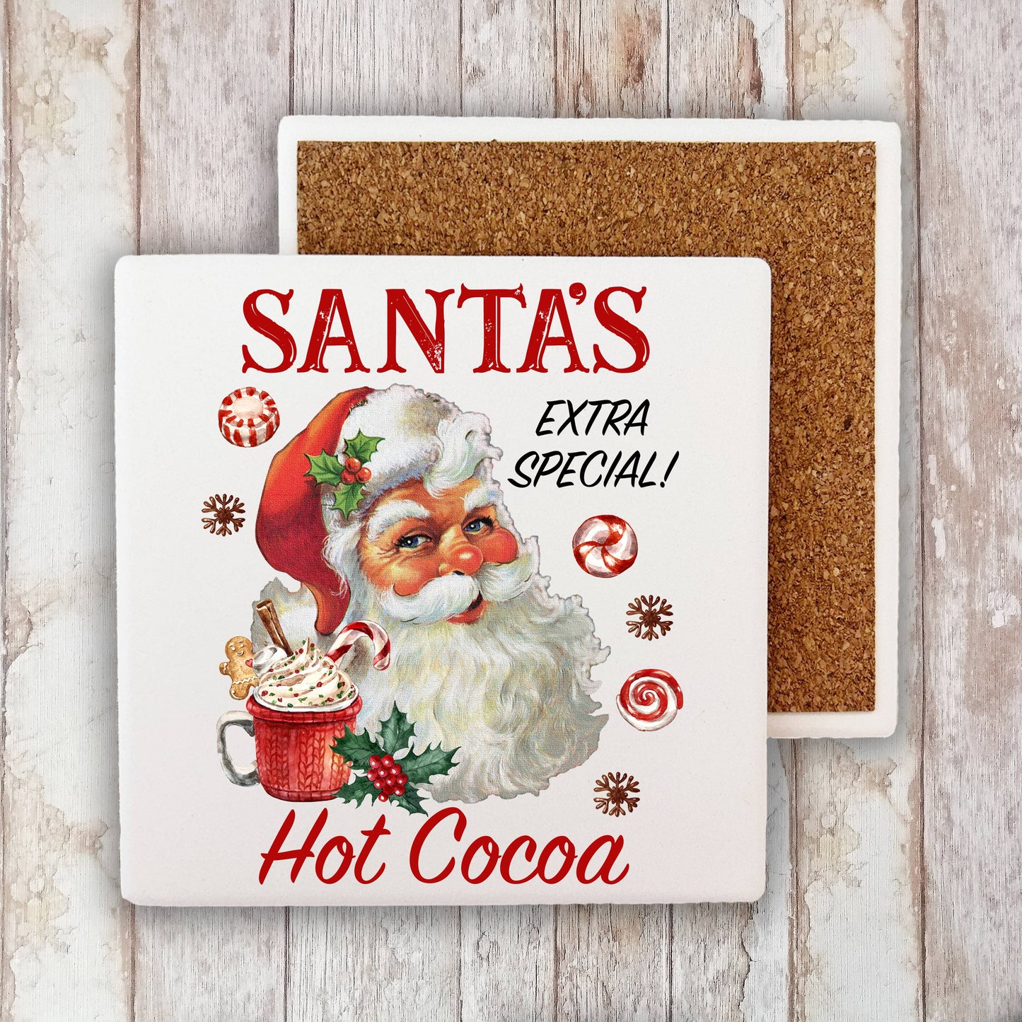 Christmas Santa's Hot Cocoa Stone Coaster