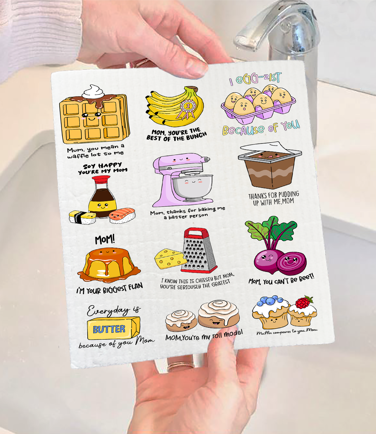 Mother's Day Puns Funny Quotes Swedish Dishcloth (Set of 2)