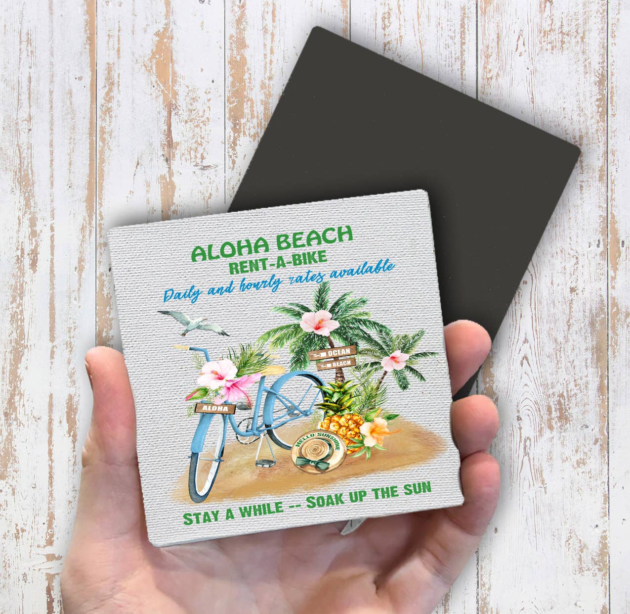 Aloha Beach Ocean Rent A bike Magnet Fridge - Sets of 2