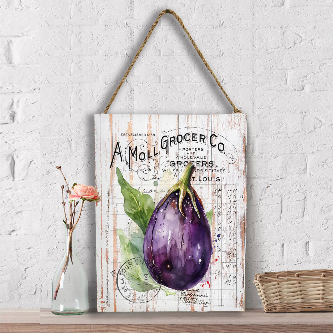 Vintage Farmhouse Eggplant Vegetables Wall Decor