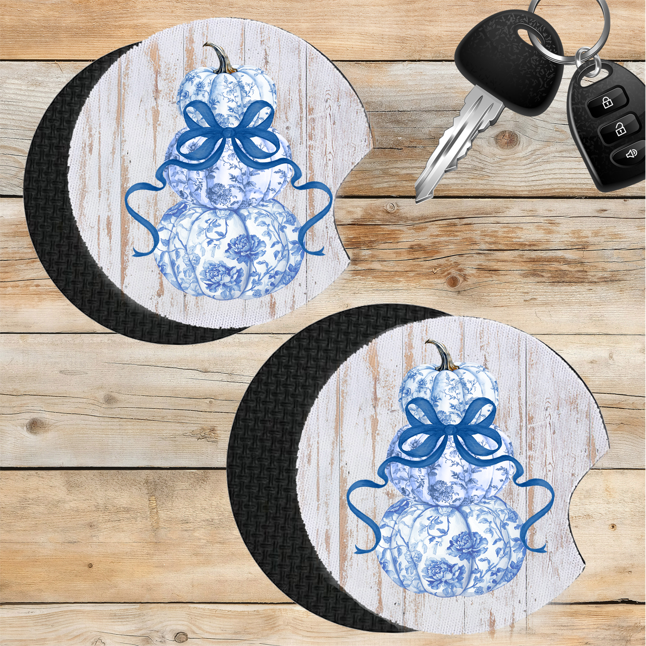Car Coaster Fall Chinoiserie Blue & White