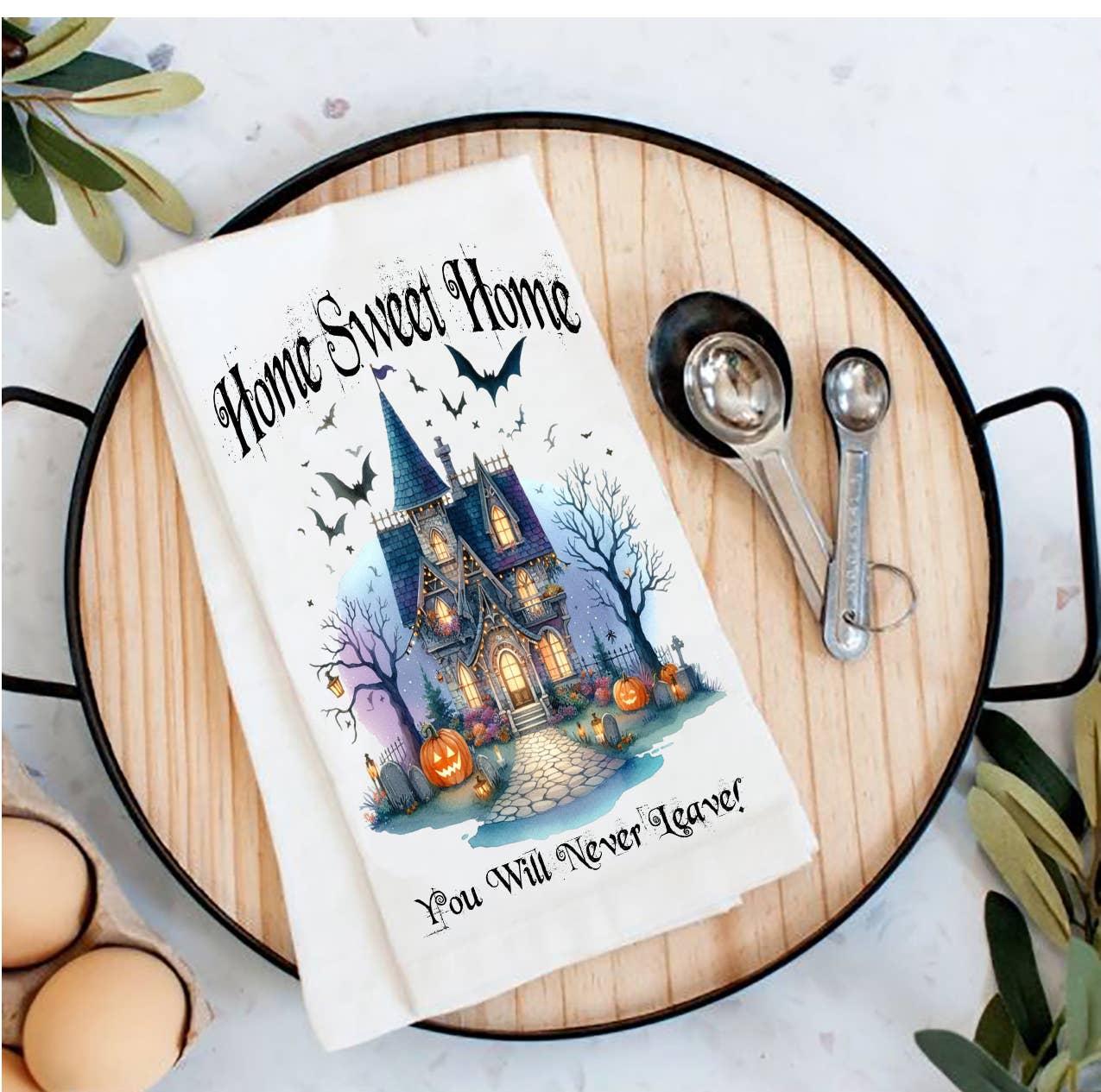 Halloween Masion Home Sweet Home Tea Towel