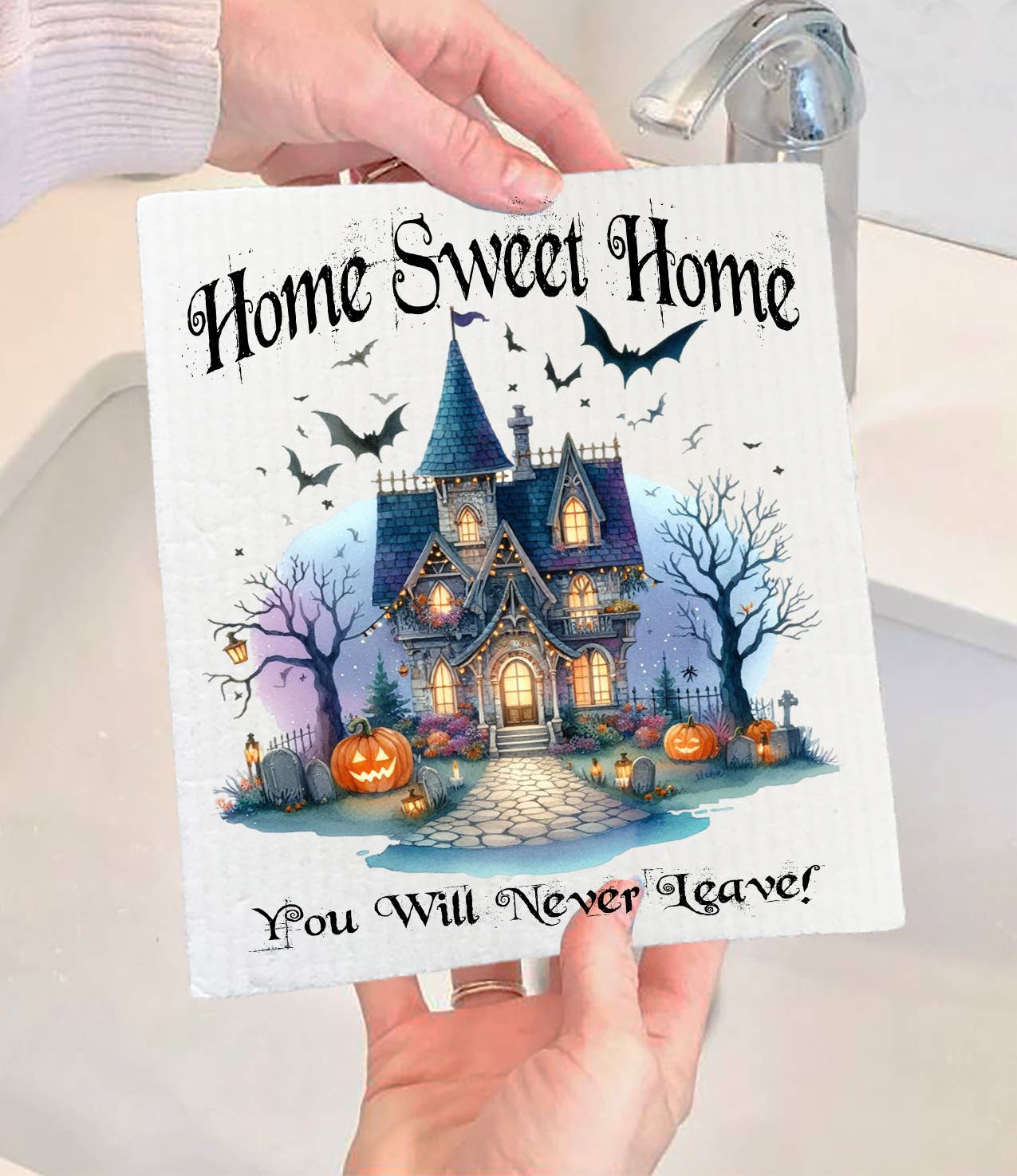 Halloween Masion Home Sweet Home Swedish Dishcloth-Sets of 2