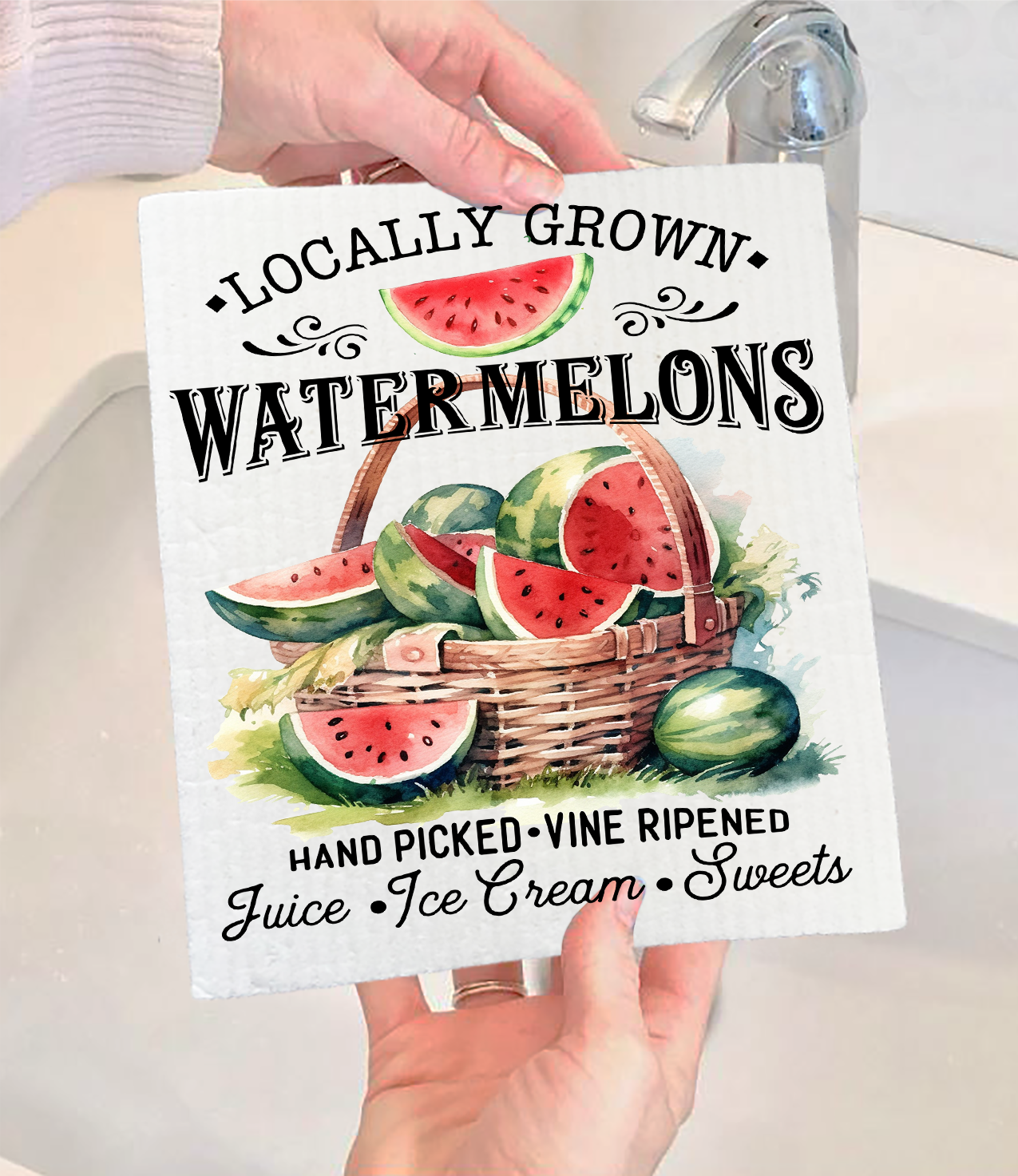 Locally Grown Watermelon Swedish Dishcloth (Set of 2)