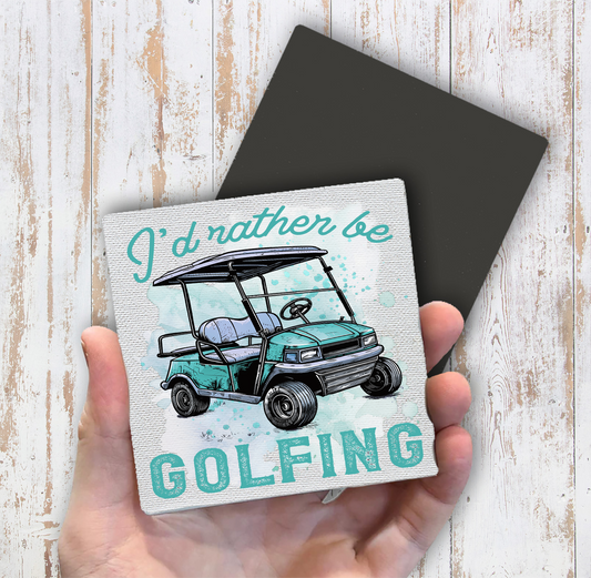 I'd Rather be Golfing Blue Magnet Fridge (Set of 2)