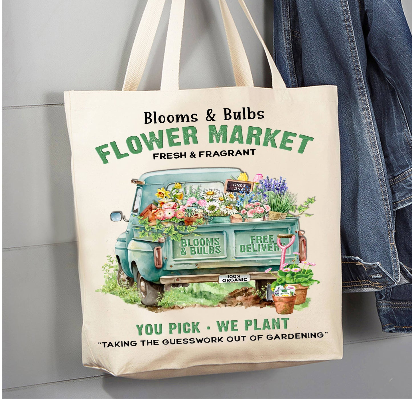 Modern Farmhouse Country Pick up Truck Canvas Tote Bag