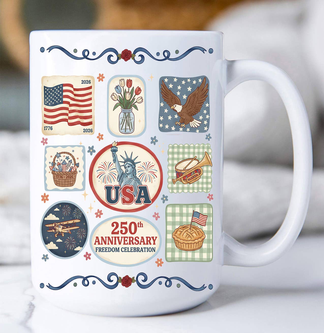 Patriotic Collage 250 Anniversary America Coffee Mug