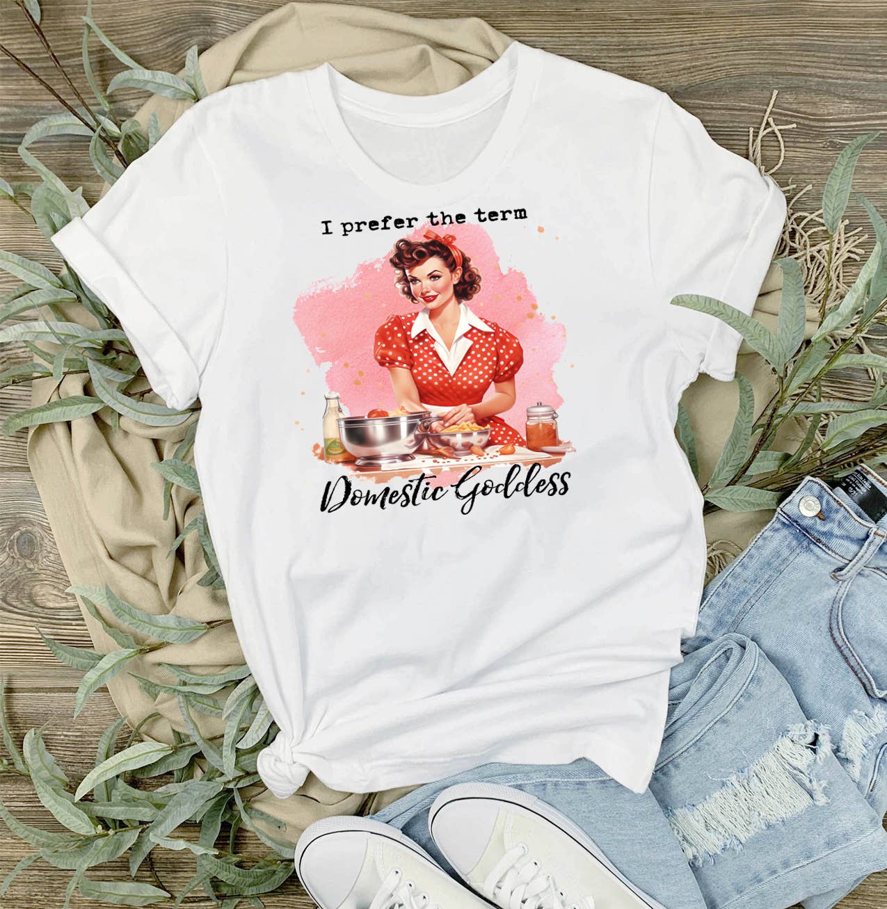 Domestic Goddess Retro Housewife T-Shirt