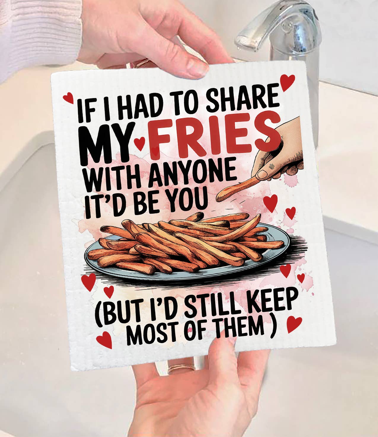 Share My Fries Love Valentine Swedish Dishcloth (Set of 2)