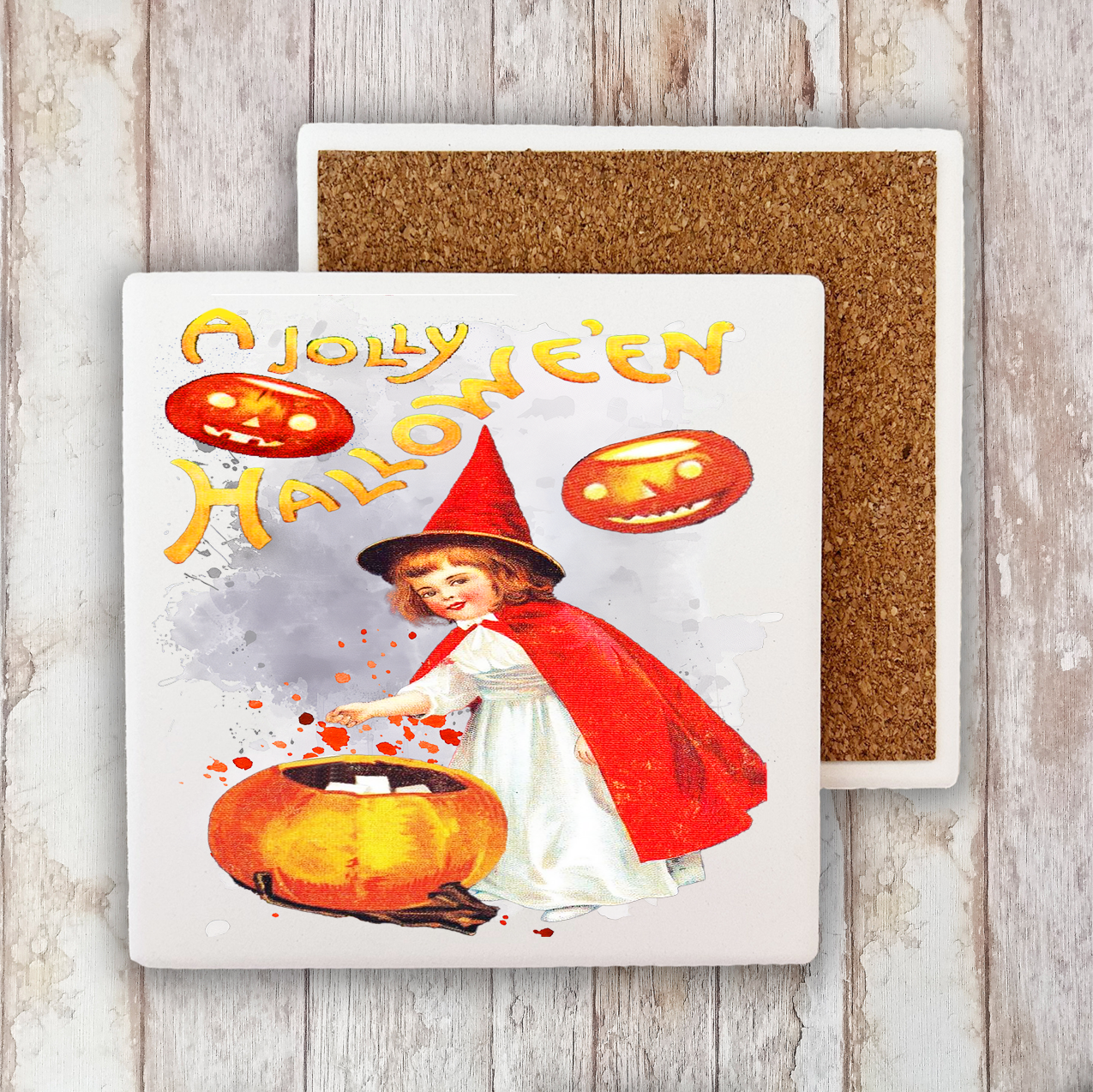 A Jolly Halloween VintageStone Coaster (Set of 2)