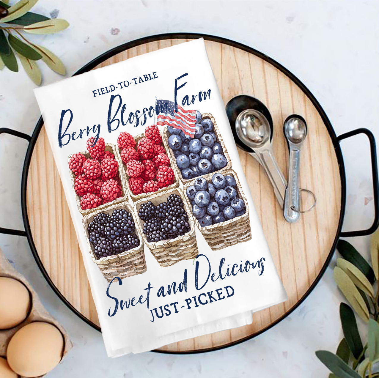 Blueberry Raspberry Blackberry Farms Tea Towel