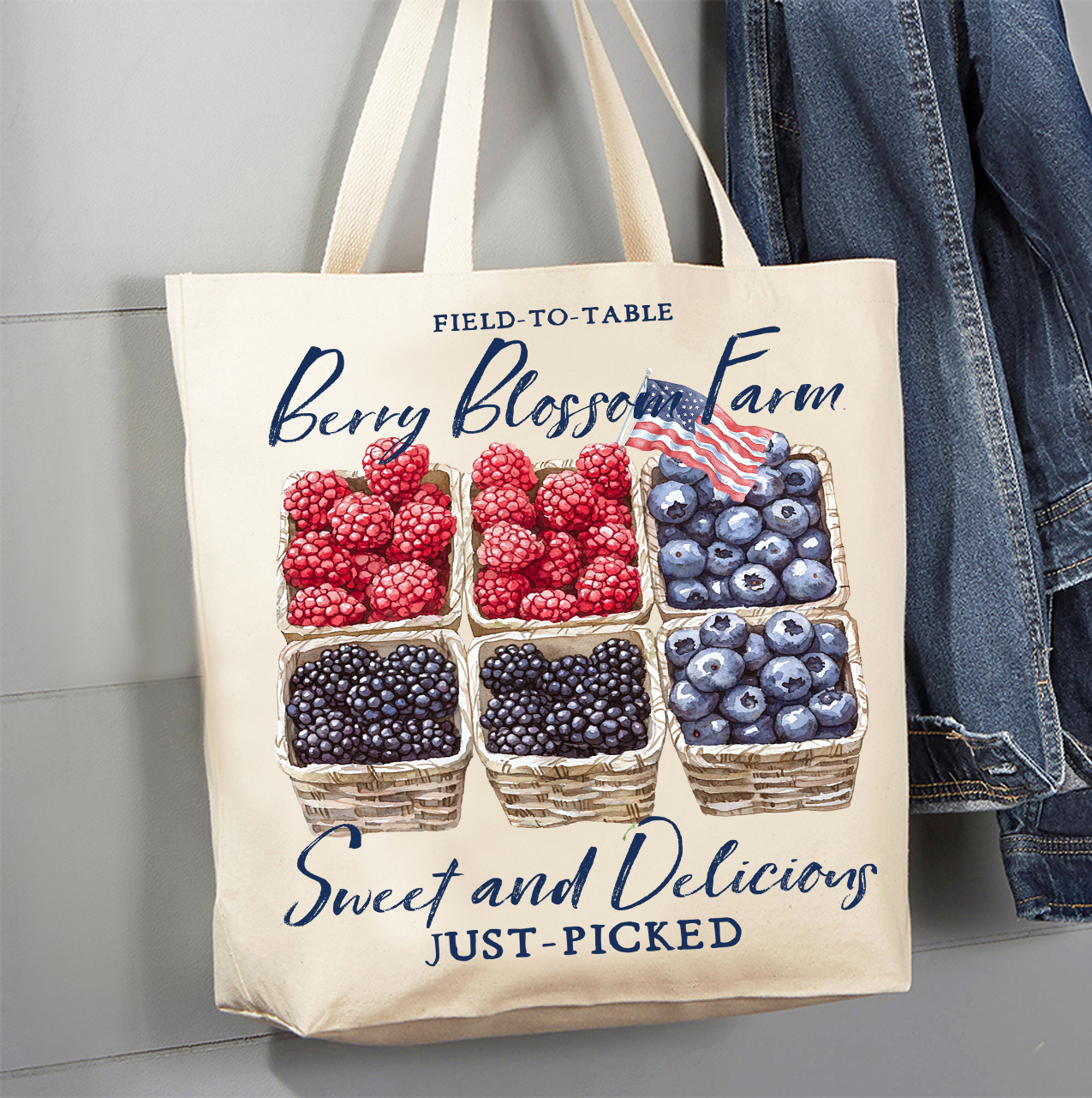 Blueberry Raspberry Blackberry Farms Canvas Tote Bag