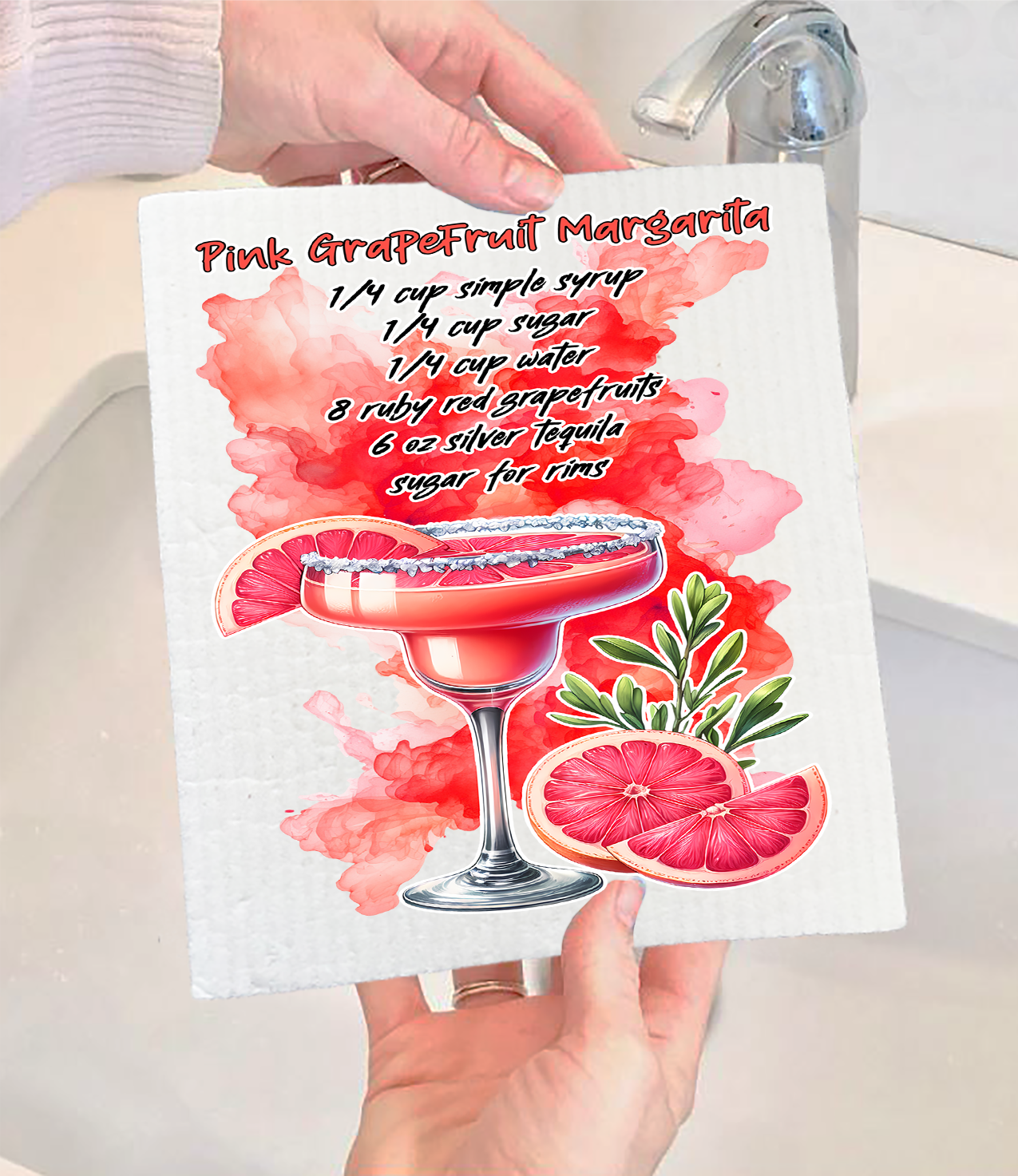 Summer Cocktail Grapefruit Margarita Swedish Dishcloth (Set of 2)