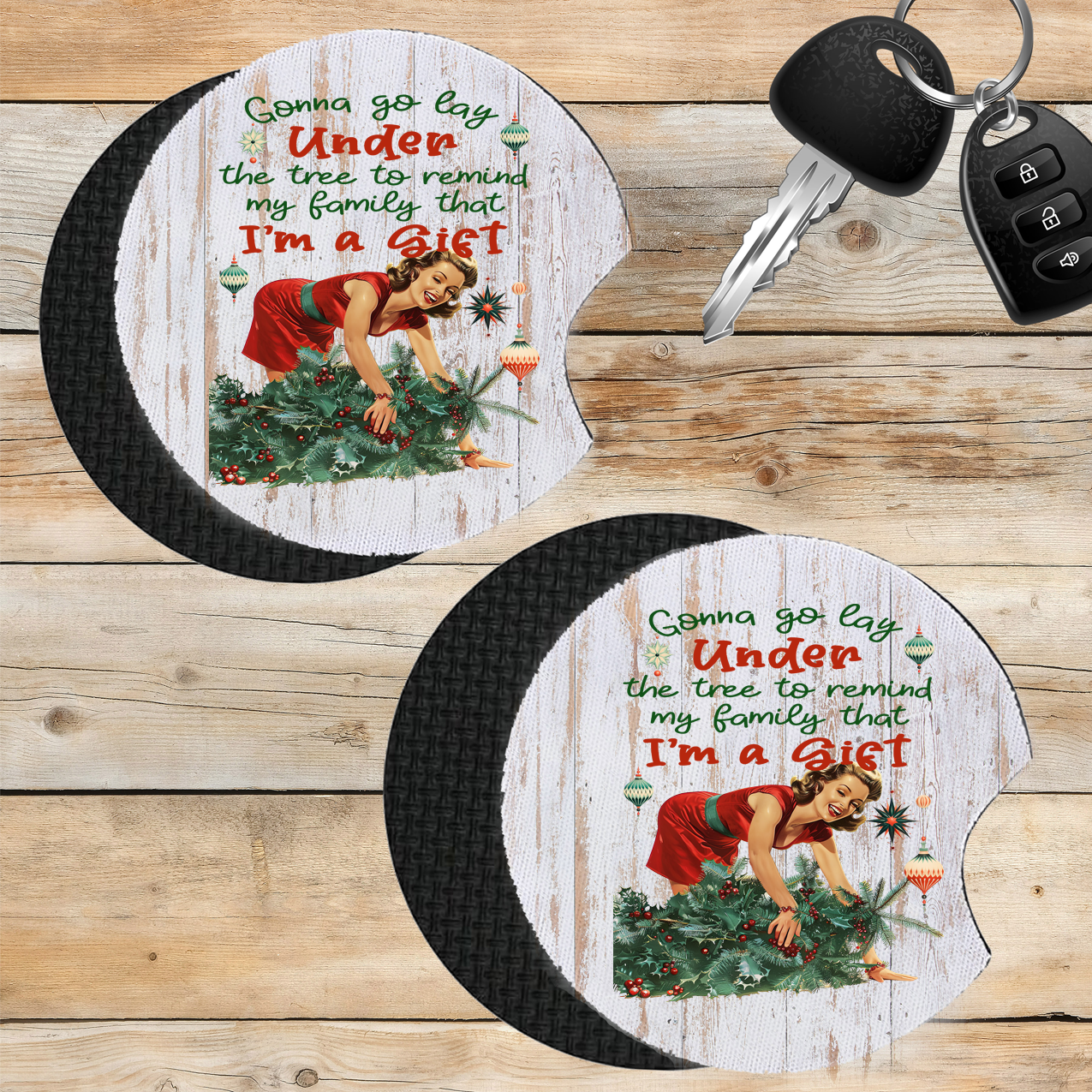 Car Coaster Christmas Funny I am the Gift