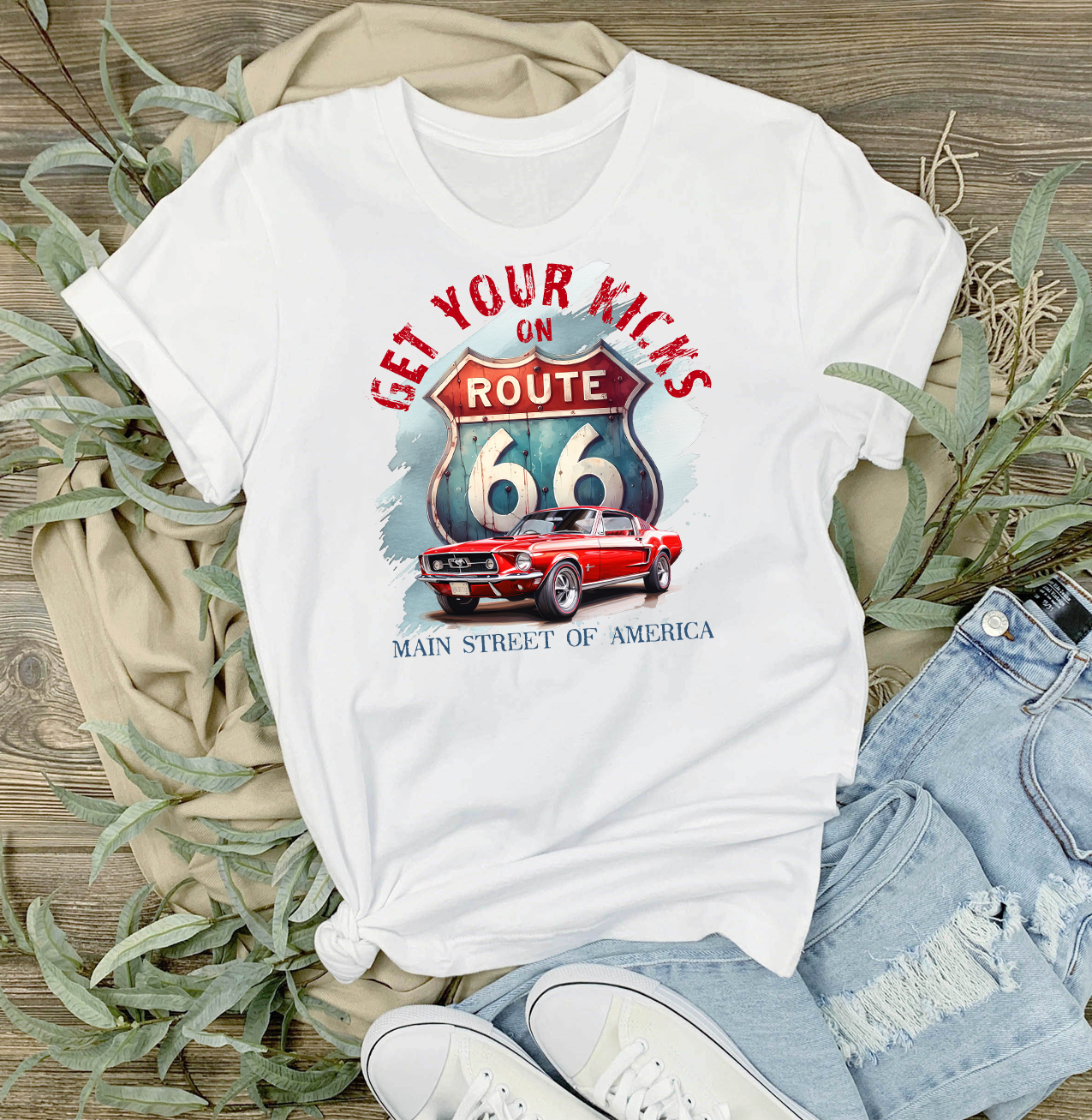 Route 66 Get your Kicks Mustang T-Shirt