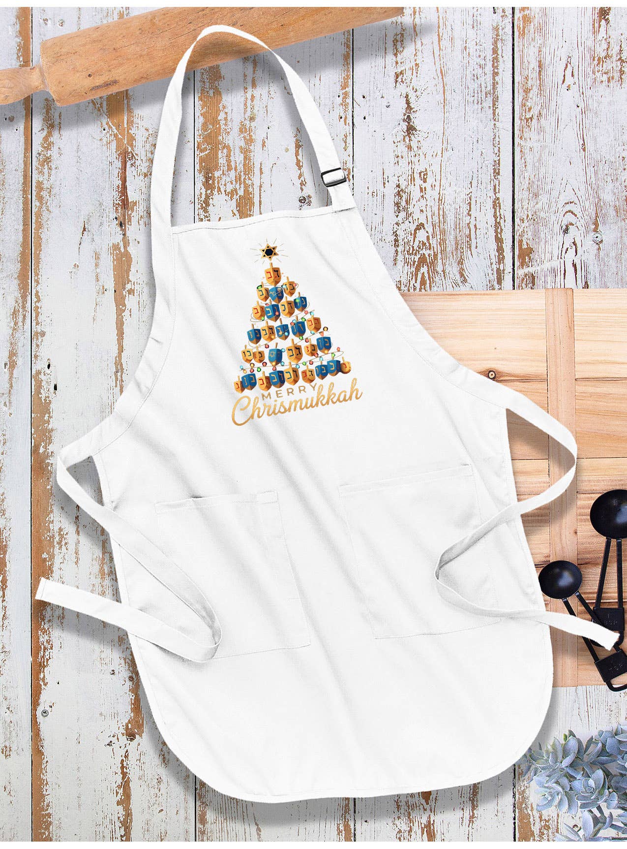 Merry Chrismukkah Dreidel Tree Apron