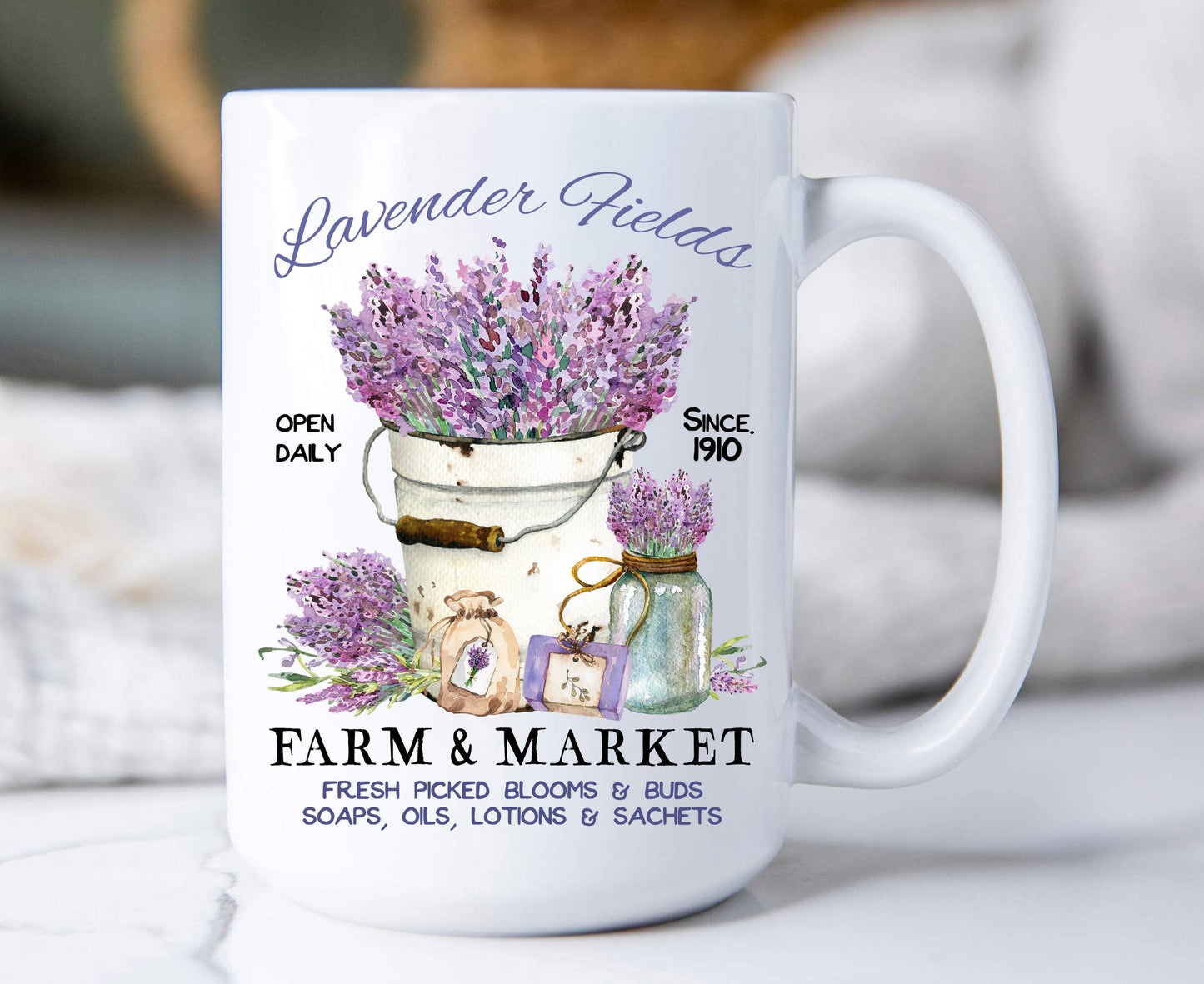Lavender Field Farm & Market 15 oz Coffee Mug
