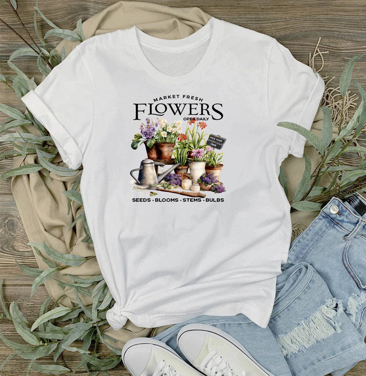 Market Fresh Garden Flowers T-Shirt
