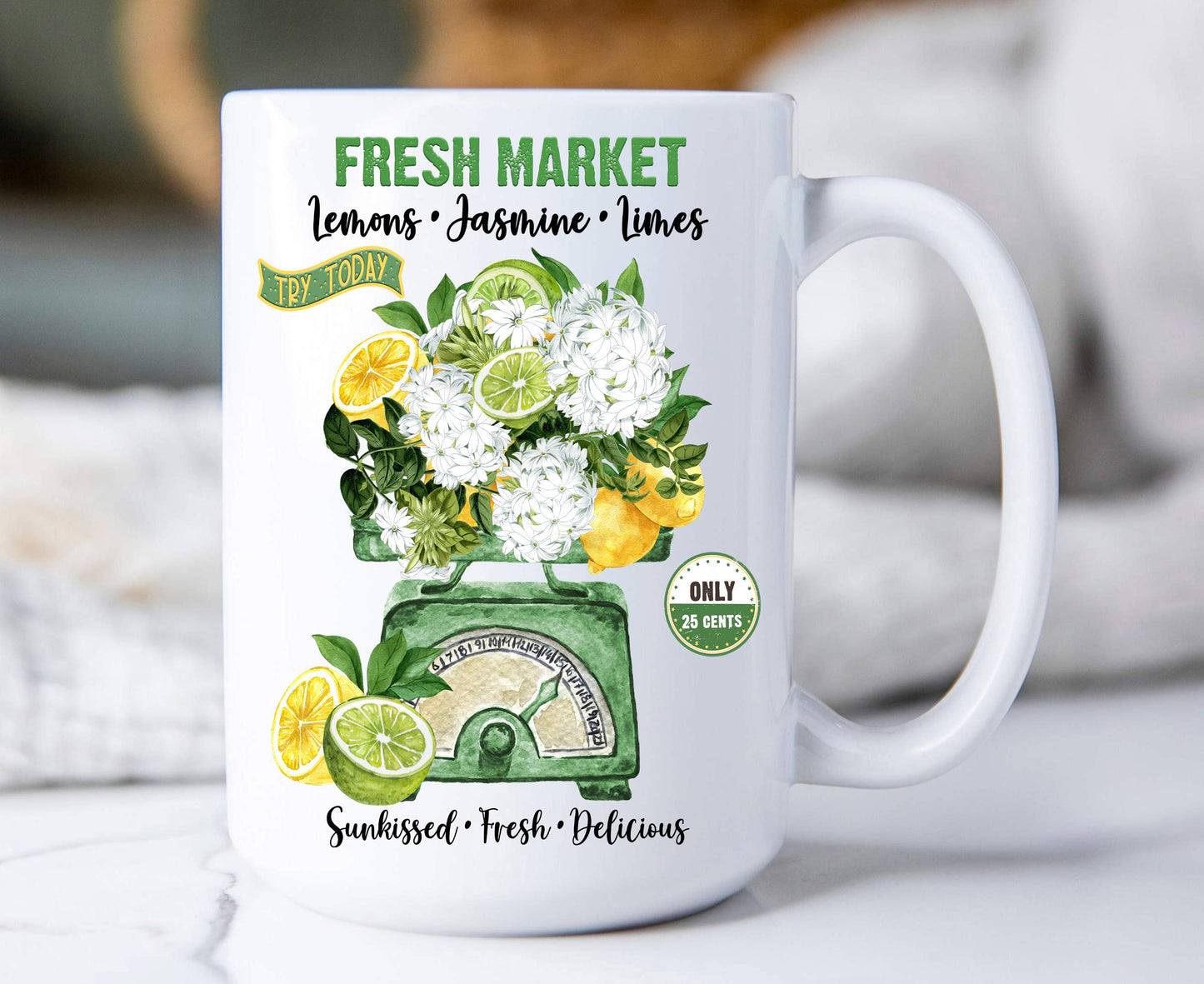 Fresh market Lemons Jasmine Limes 15 oz Coffee Mug