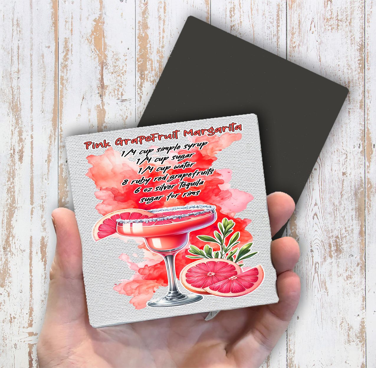 Summer Cocktail Grapefruit Margarita Magnet Fridge (Set of 2)