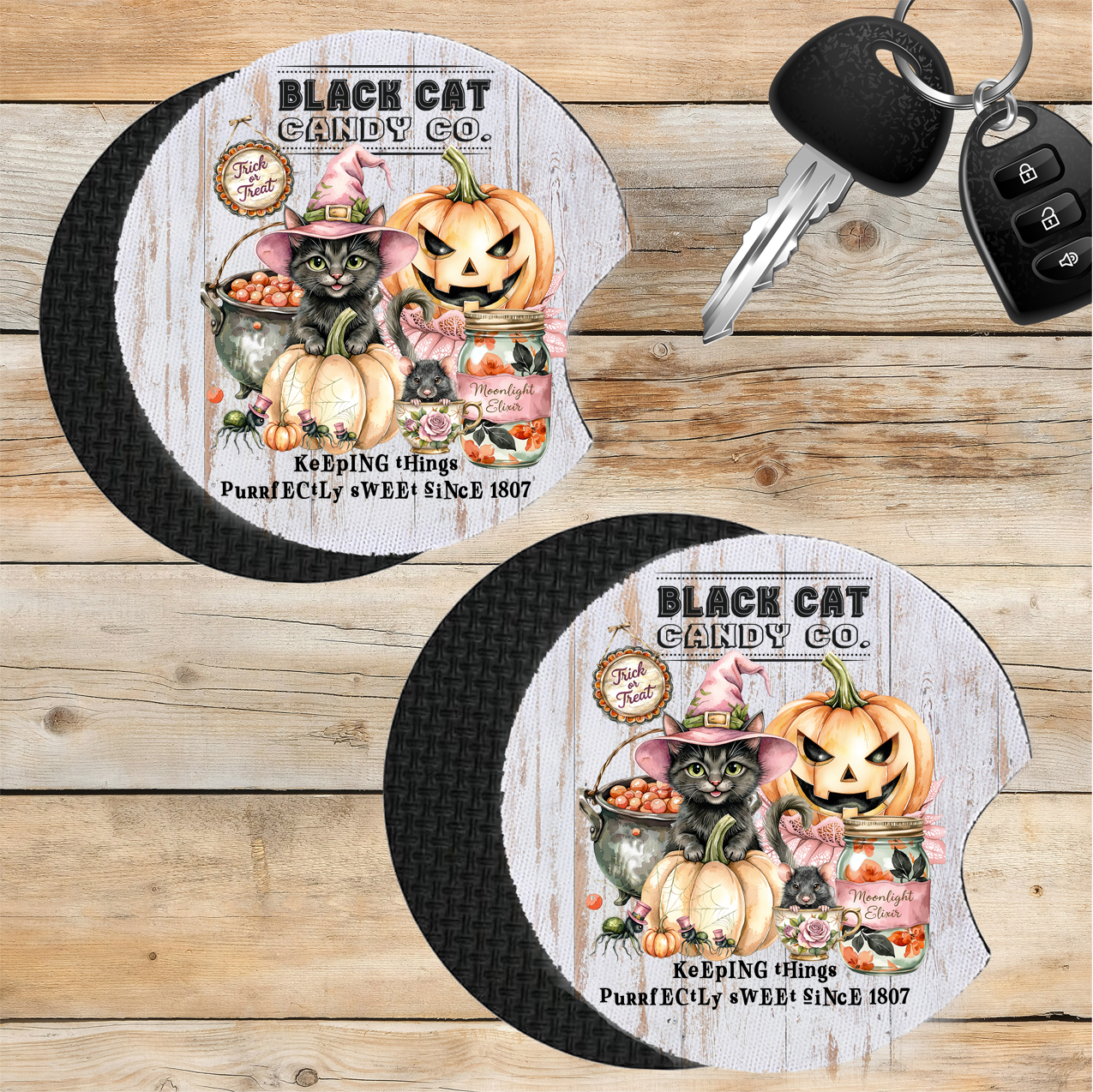 Car Coaster Halloween Black Cat Candy Company