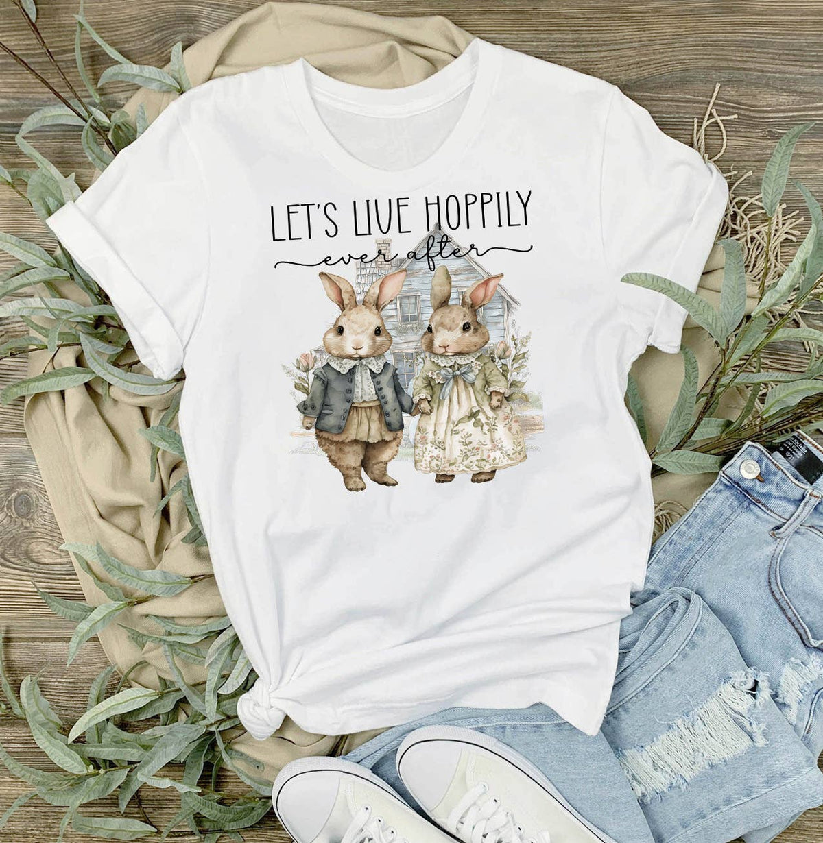 Let's Live Hoppily Ever after Easter Bunny T-Shirt