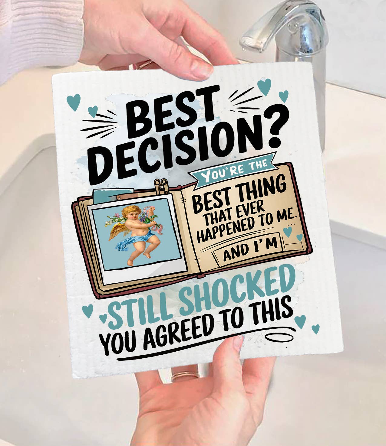 Best Decision Love Valentine Swedish Dishcloth (Set of 2)