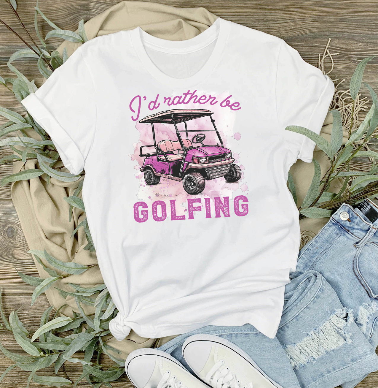 I'd Rather be Golfing Pink T-Shirt