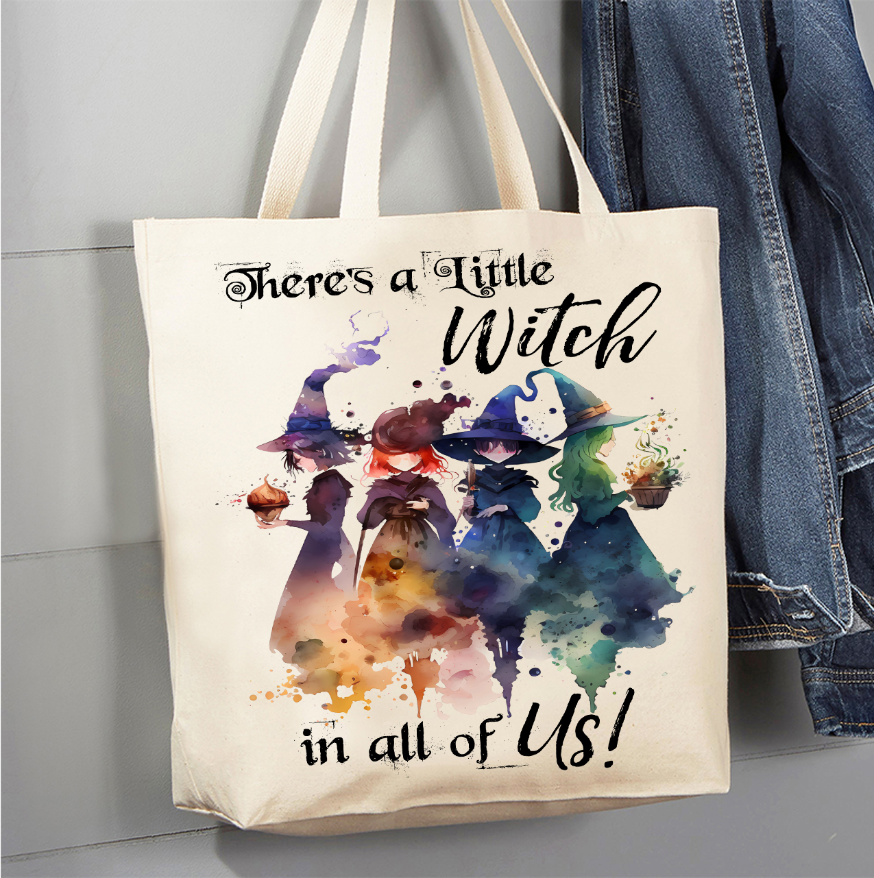 Halloween There's a Little Witch in Us Canvas Tote Bag