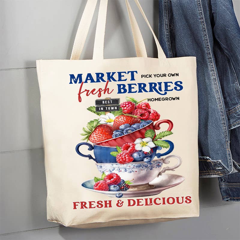 Farmers Market Fresh Berries Canvas Tote Bag