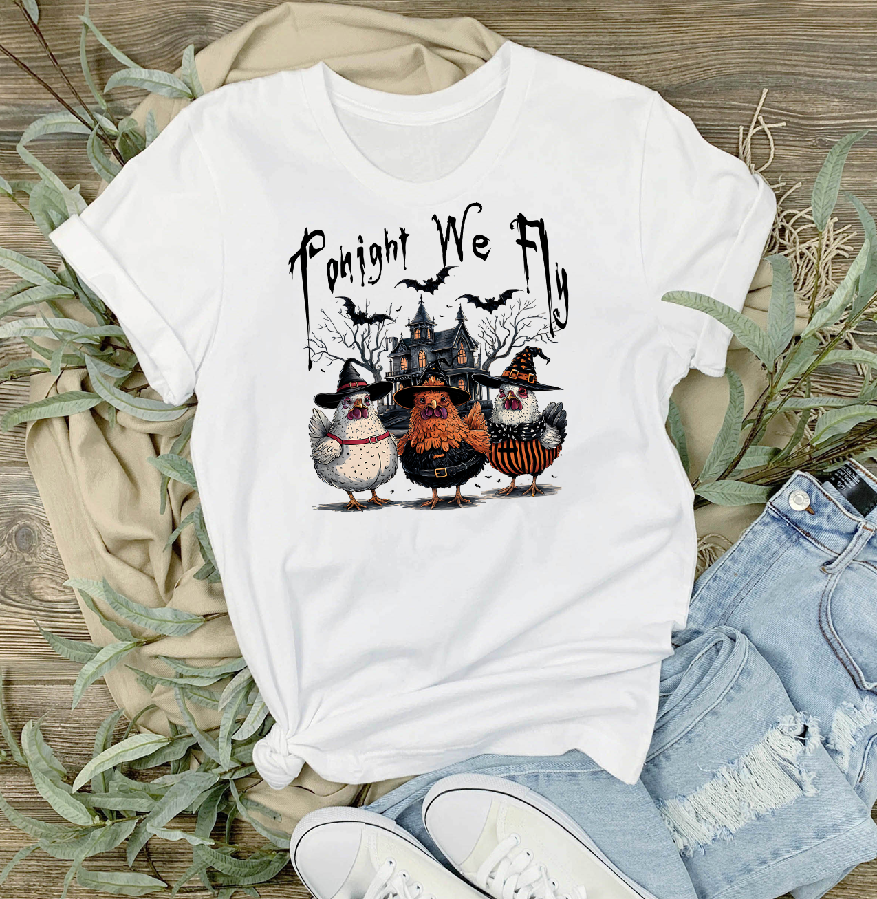 Halloween Chickens Tonight We Fly T-Shirt