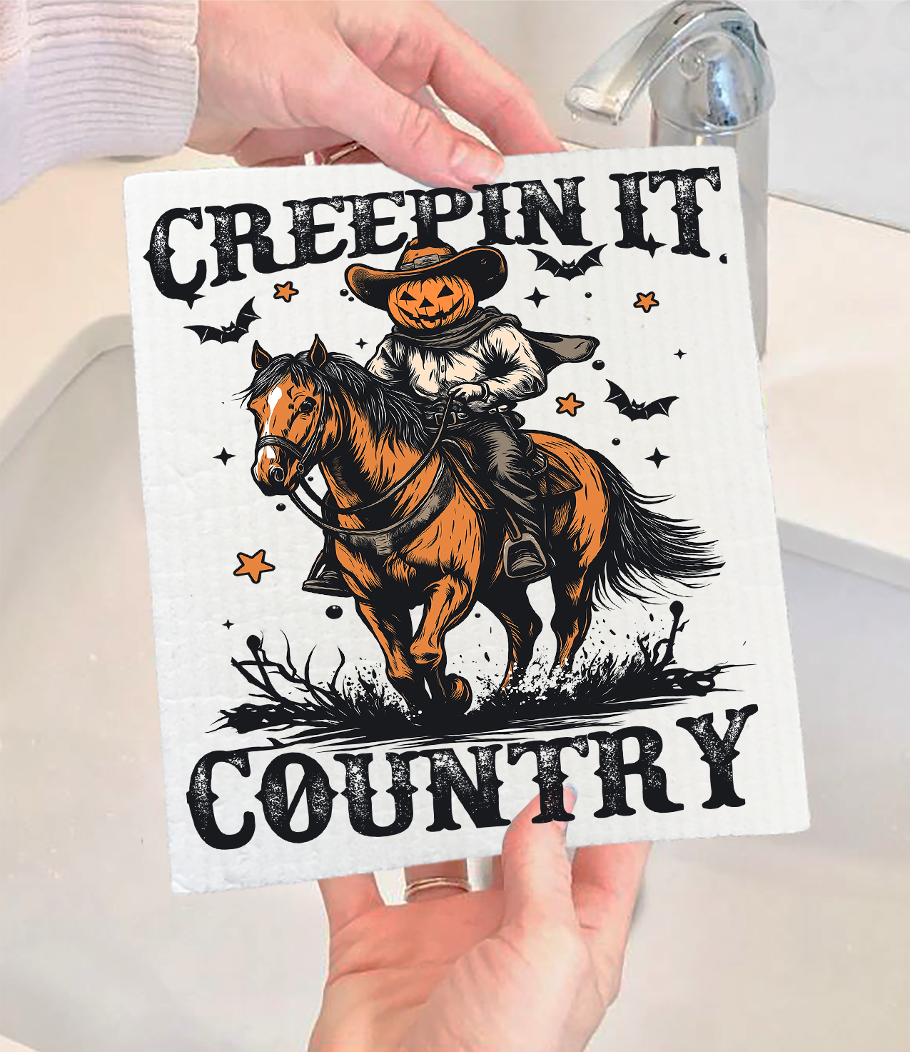 Halloween Creepin it Country Swedish Dishcloth (Set of 2)
