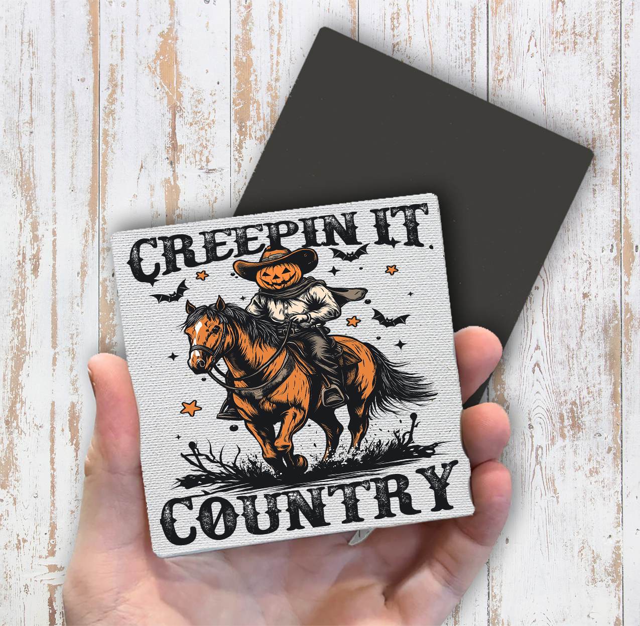 Halloween Creepin it Country Magnet Fridge (Set of 2)