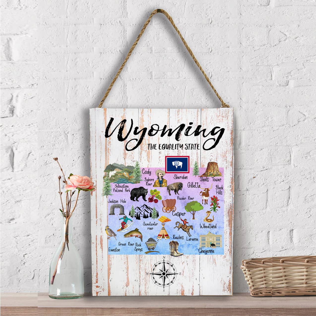Wyoming State Map Souvenir Wall Decor