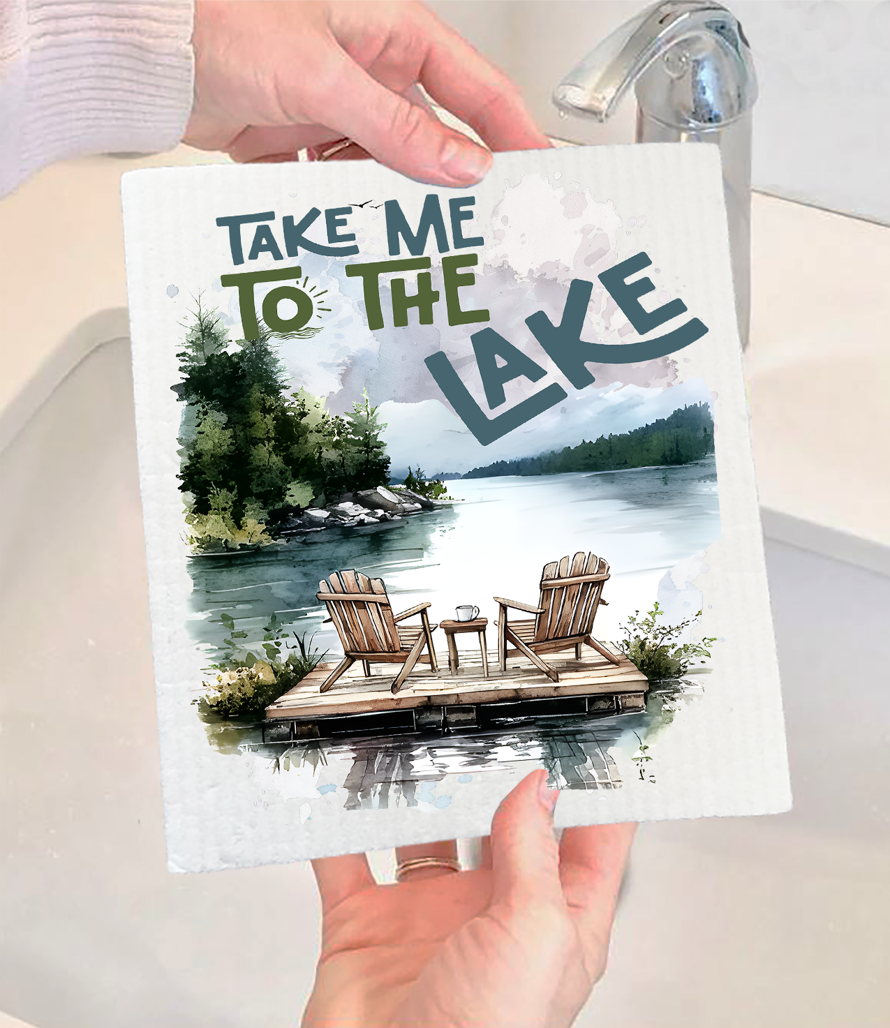 Take me to the Lake Swedish Dishcloth (Set of 2)