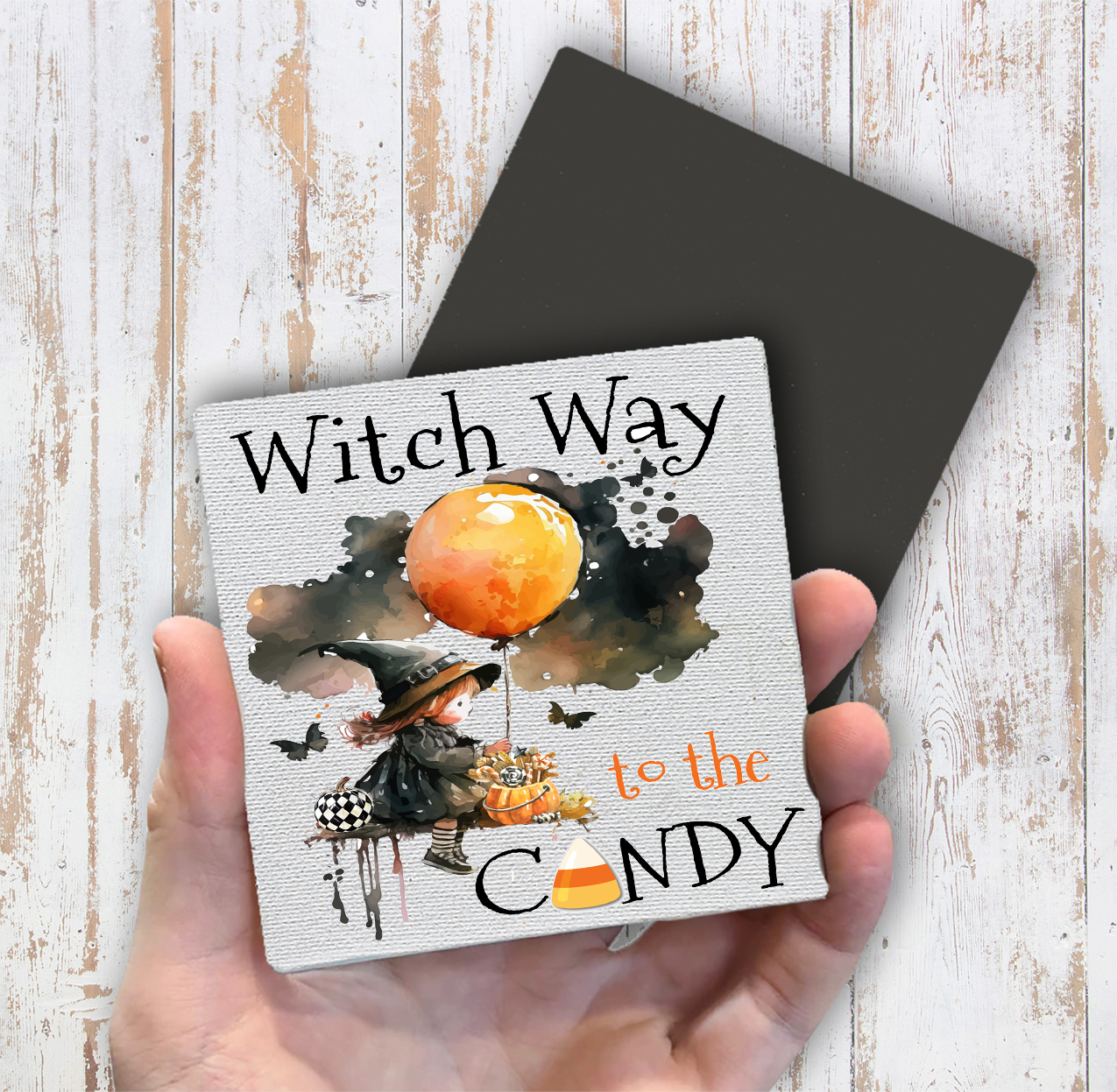 Halloween Witch Way to Candy Magnet Fridge (Set of 2)