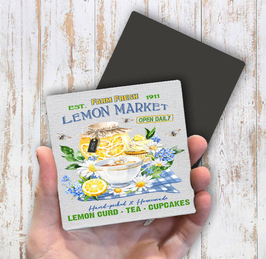 Farm Fresh Lemon Market Tea Magnet Fridge - Sets of 2